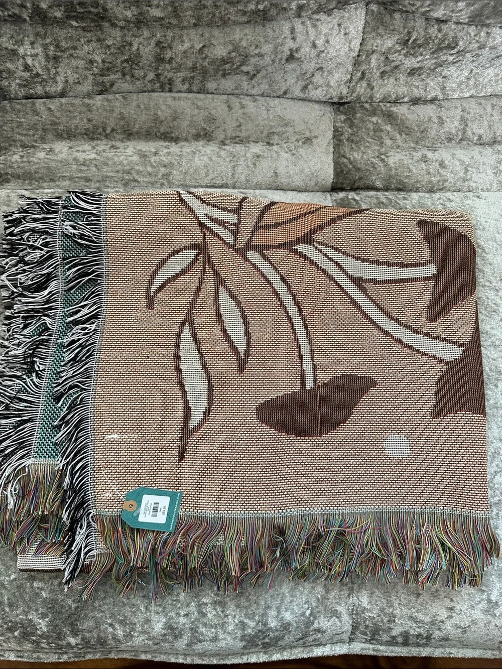 NWT Earthbound Trading Company Reversible Moth Mushroom Blanket